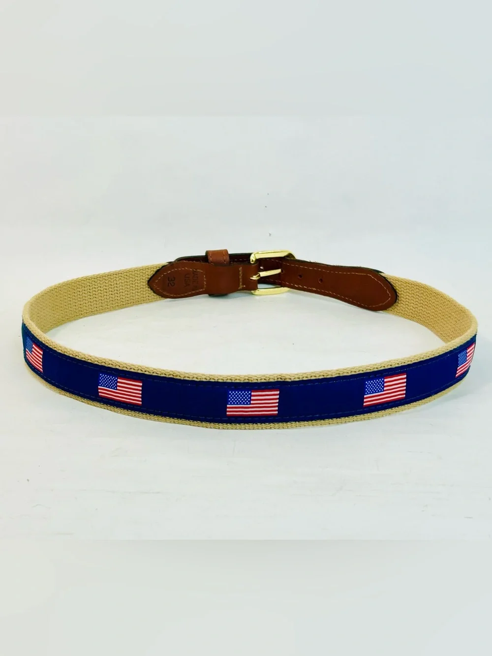 Zep-Pro American Flag Lesther and Ribbon Belt size 32 Made in USA